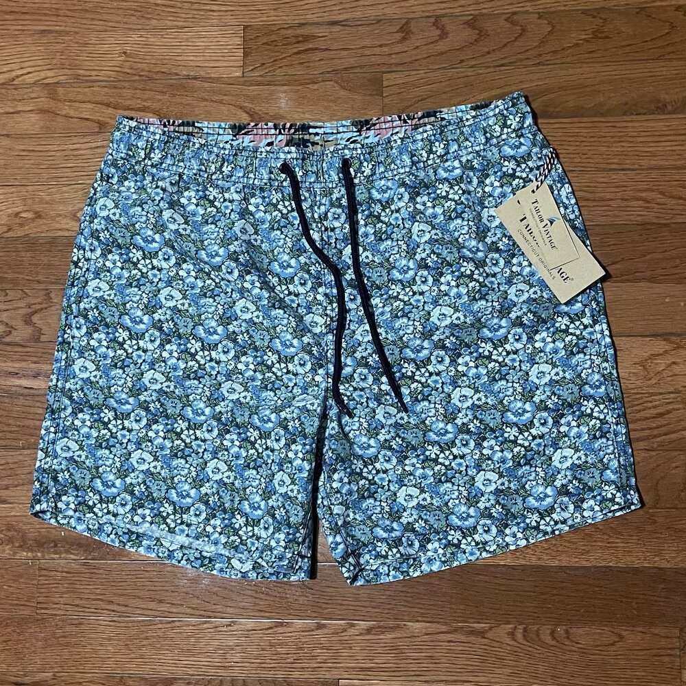 Tailor Vintage Hawaiian Floral Swim Trunks Men's Large